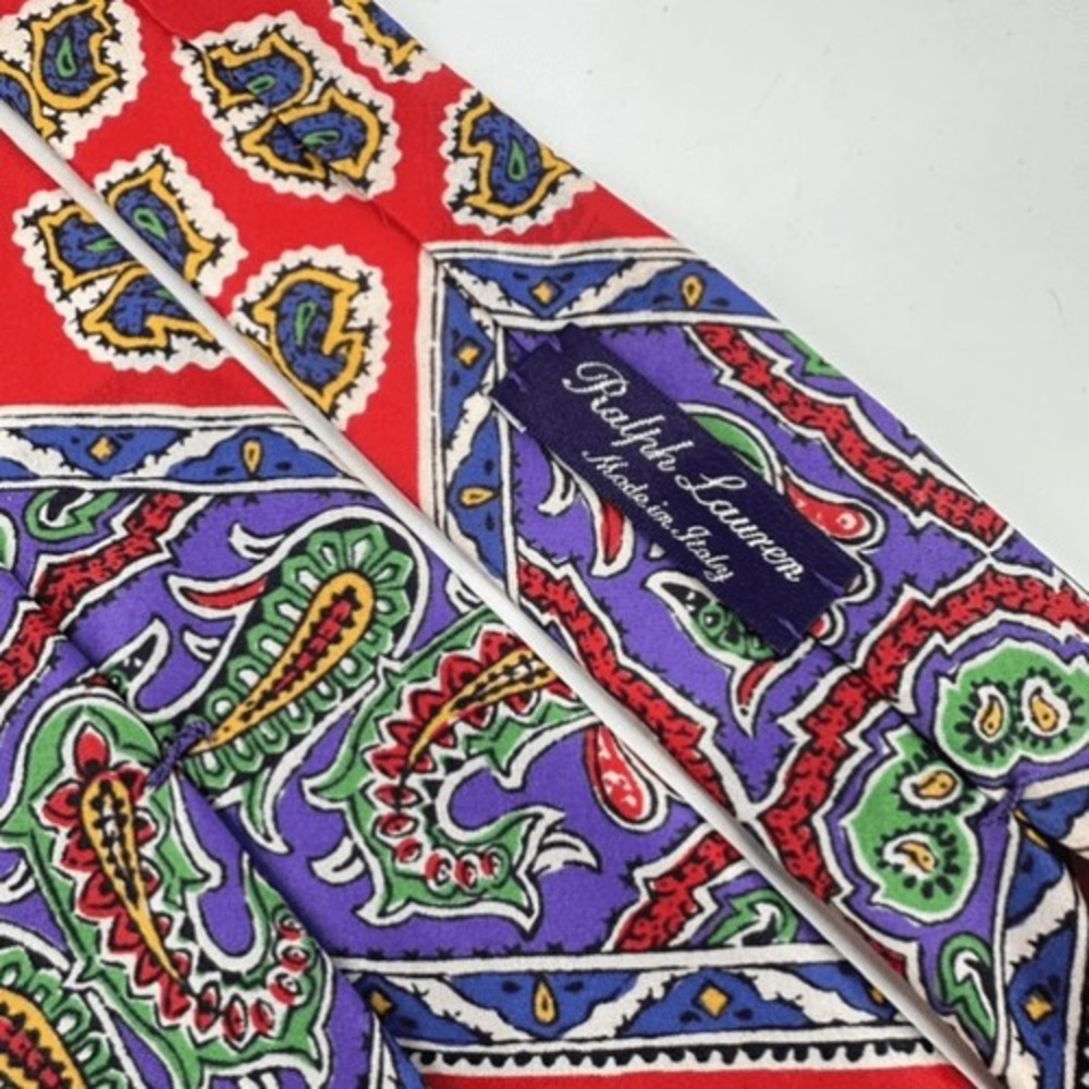 Ralph Lauren Purple Label Tie Mens Red Paisley Silk Made in Italy Luxury Dandy